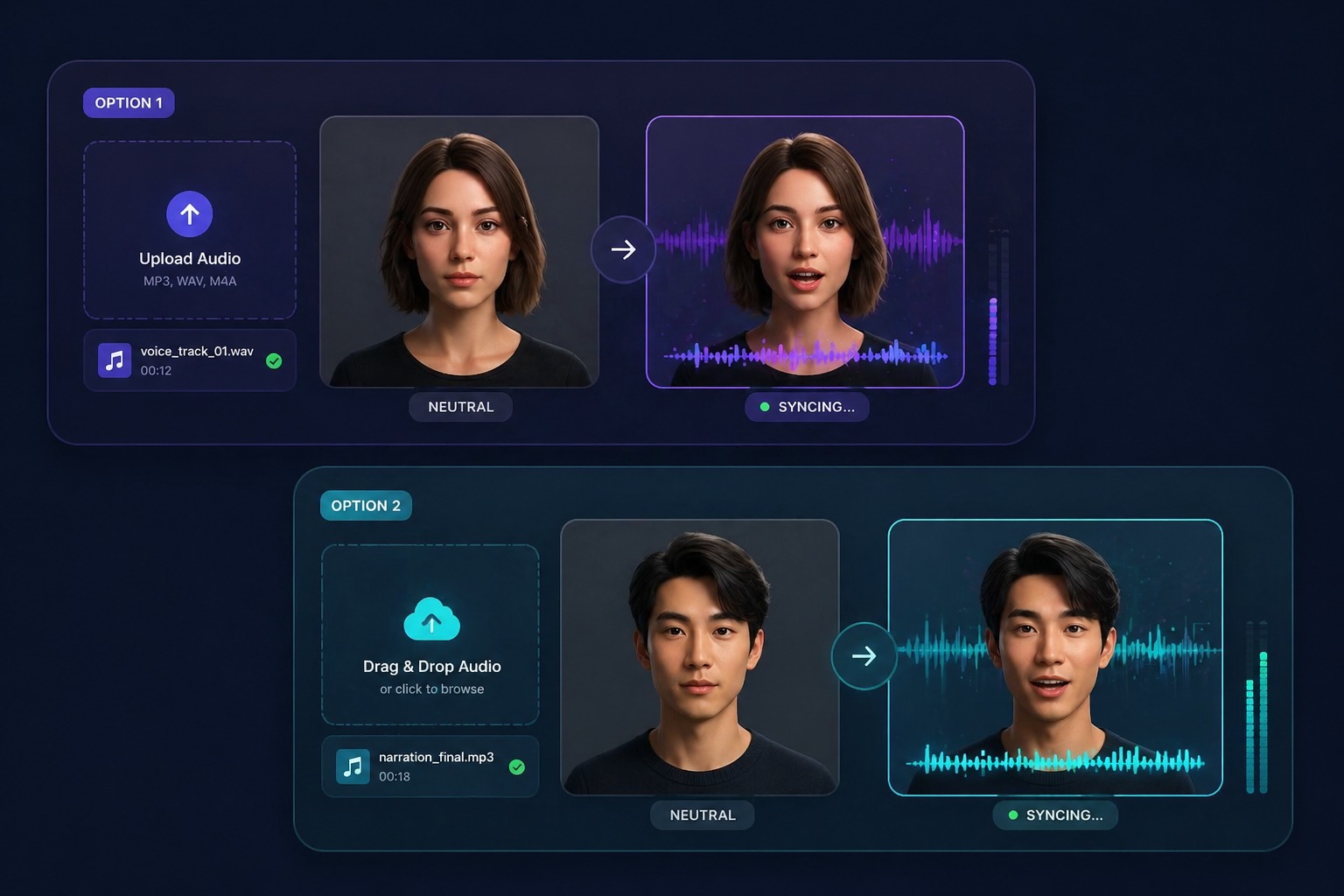 Avatar synced to an uploaded voice track